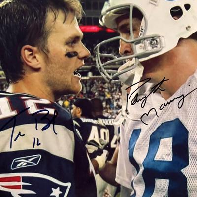 Tom Brady Peyton Manning signed photo