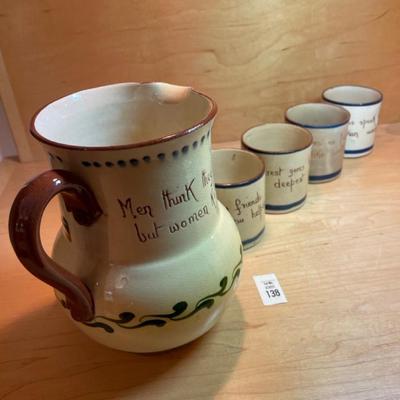 Hand painted pitcher and mugs.