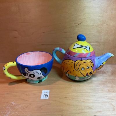 Cute nesting teapot and cup