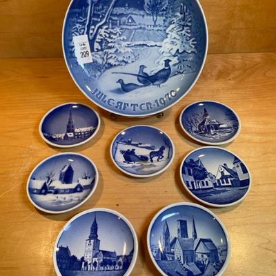 Denmark plates - 1 large and 7 small plates