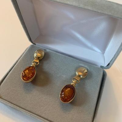 14k Gold Amber Earrings