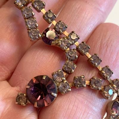Vintage Rhinestone Matching Necklace Bracelet & Earrings