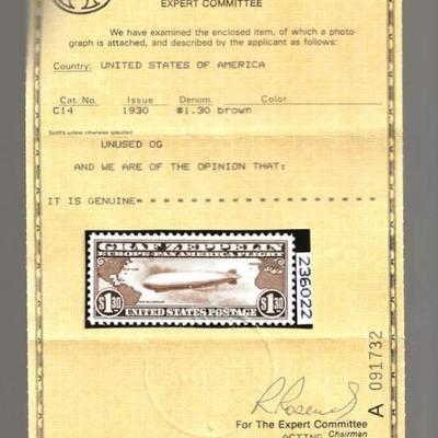 US STAMPS #C14 $1.30 Mint - 1930 Graf Zeppelin MNHOG cv $625