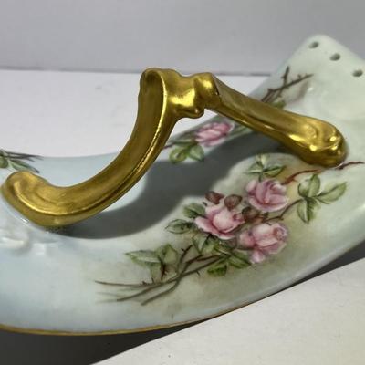 T & V Limoges France Hand Painted Porcelain Unusual Home Decor 5.75" x 2" Tall as Pictured.