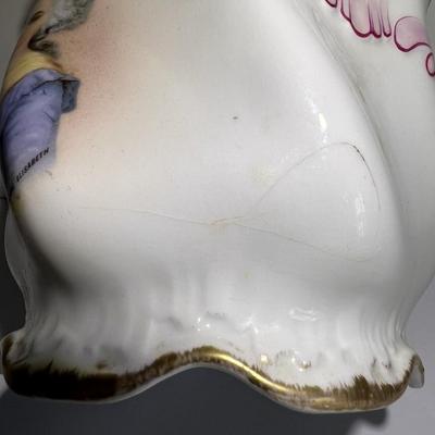 Limoges France Depose Hand Painted Madame Porcelain Jar/Vase Home Decor 5.50" x 5.75" Has a Reverse Stress Crack as Pictured.