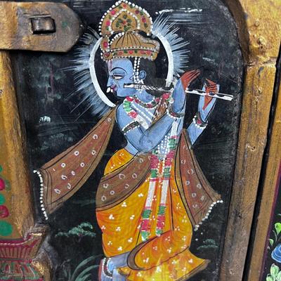 Hand Painted Wood Panel - Hindu, Krishna 