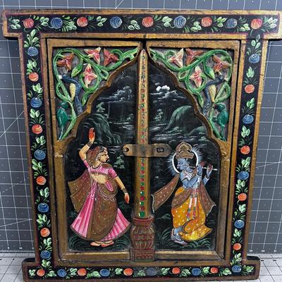 Hand Painted Wood Panel - Hindu, Krishna 
