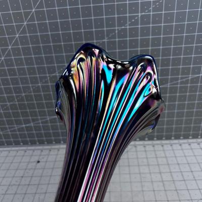 Iridescent Glass Fluted VASE 