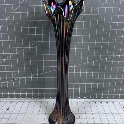 Iridescent Glass Fluted VASE (Slightly Smaller) 