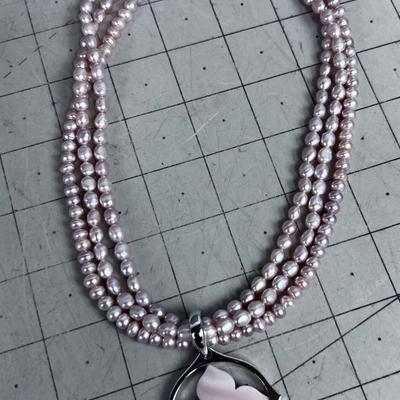 HONORA PINK Fresh Water Pink  Pearl Necklace with Flower Pendant