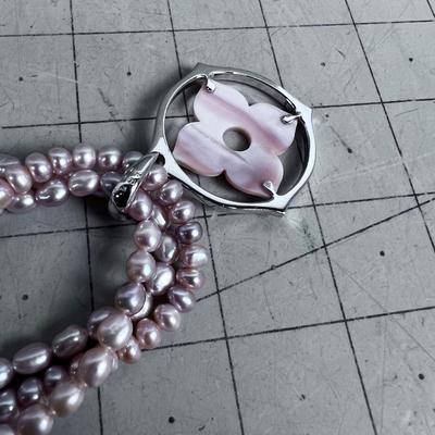 HONORA PINK Fresh Water Pink  Pearl Necklace with Flower Pendant