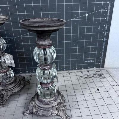 Glass & Resin Candle Sticks NEW 