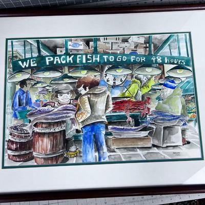 Water Color Fish Market, Under Glass by Yaeger 1982 