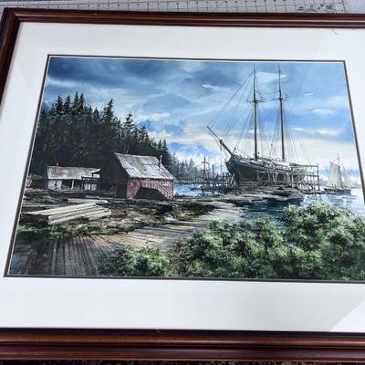 Large, Port Blakely Washington, Watercolor NICE! Ian Ramsay Artist