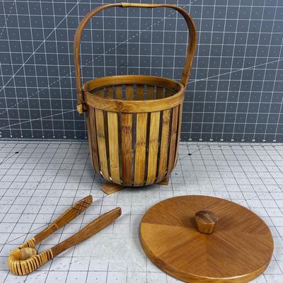 Mid Century Bamboo Ice Bucket