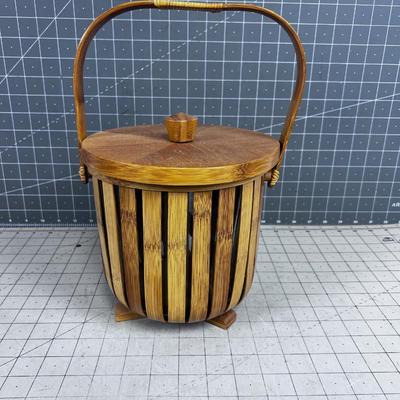 Mid Century Bamboo Ice Bucket