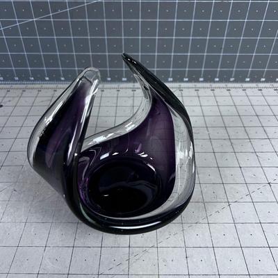 Murano Hand Blown Purple Glass Dish 