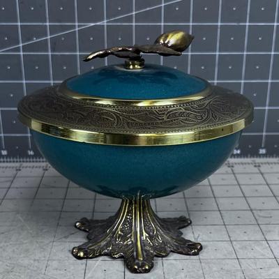 Metal Footed Dish with lid
