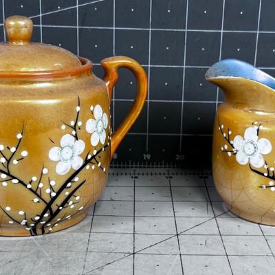 Japanese Lusterware Cream & Sugar 