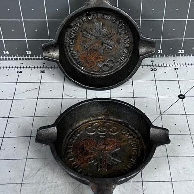 Cast Iron LODGE Olympic 2002 Ashtrays Pair