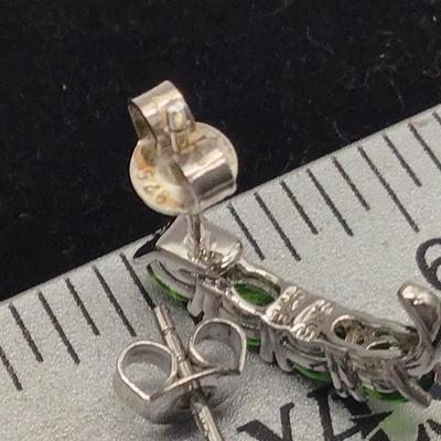 925 Sterling Silver Oval Peridot Half Hoop Earrings