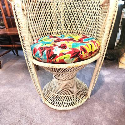 Lot #84 Pair of large vintage Peacock Chairs with cushions - 1970's