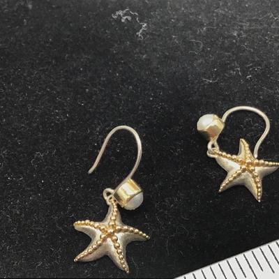 925 Pearl Starfish Earrings