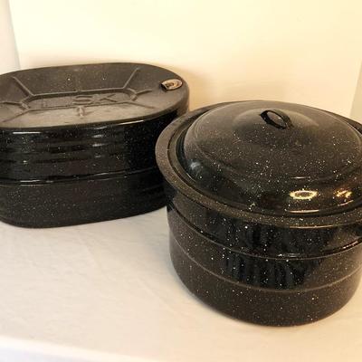 Lot #92 Granite Ware LISK Roaster with Boiling Pot - Vintage