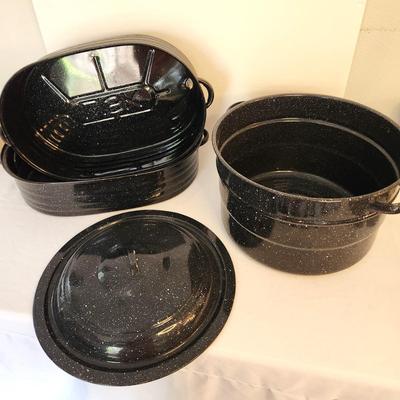 Lot #92 Granite Ware LISK Roaster with Boiling Pot - Vintage