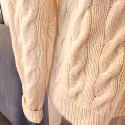 Lot #94 Folio Cashmere Sweater - Ivory, cable design - Size Large