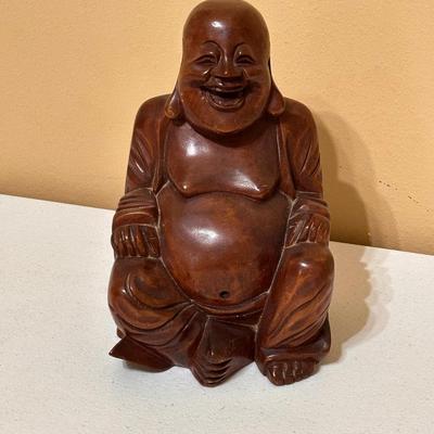 10.5” Solid Wood Laughing Buddha