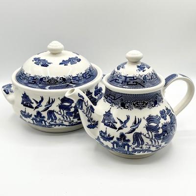 CHURCHILL ~ Blue Willow ~ Soup Tureen & Teapot