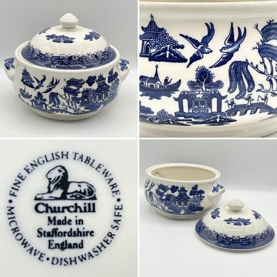 CHURCHILL ~ Blue Willow ~ Soup Tureen & Teapot