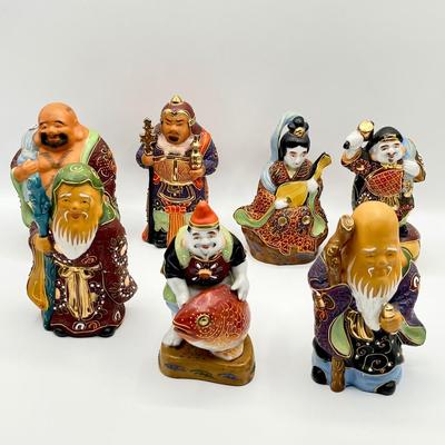 KATANI ~ Seven Lucky Gods Porcelain Figurines ~ Set Of Two (2) ~*Read Details