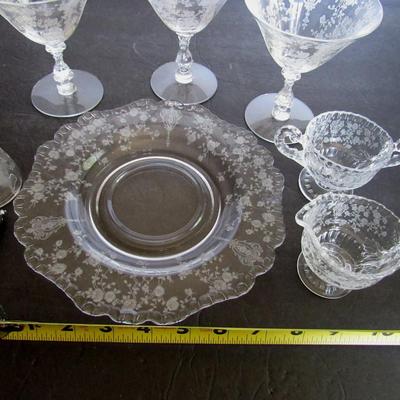 Cambridge Glass Co Rosepoint Pattern Glassware Lot