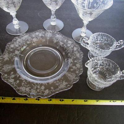 Cambridge Glass Co Rosepoint Pattern Glassware Lot