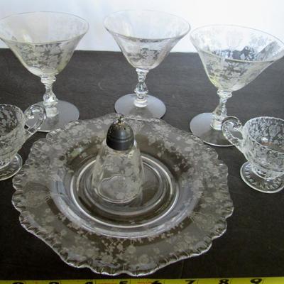 Cambridge Glass Co Rosepoint Pattern Glassware Lot