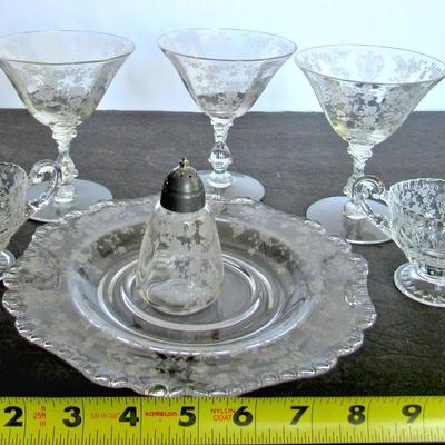 Cambridge Glass Co Rosepoint Pattern Glassware Lot