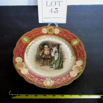 Beautiful Antique Plate, Falstaff and Mrs Ford, Imperial Crown China, Austria