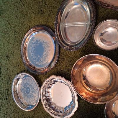 14 pc Sliver plate dishes