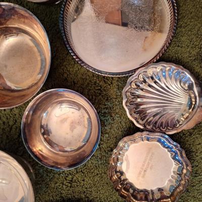 14 pc Sliver plate dishes