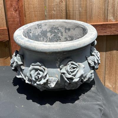 Plastic Pot approx 12: dia. with rose embellishment