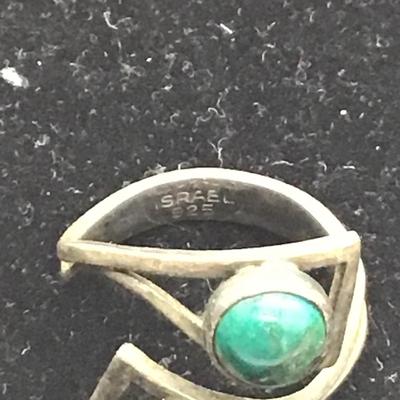 SRAEL 925 green stone ring