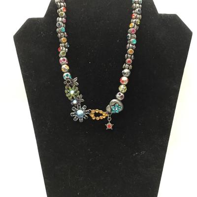 BIV colorful flower and hearts necklace