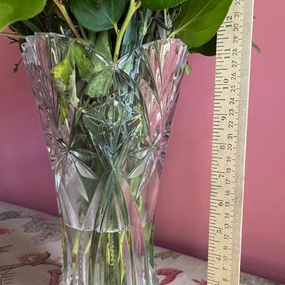 Artificial Flowers in Cut Crystal Vase