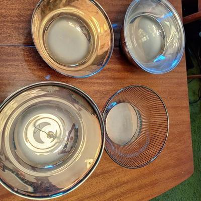 4 Silverplate bowl & basket