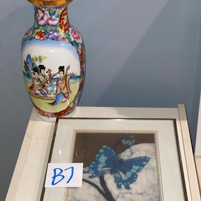 B7-Vase and Framed Art
