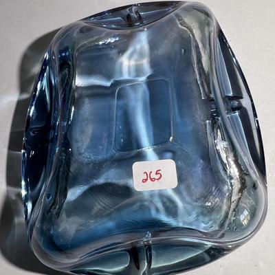Vintage Blue Art Glass Ashtray 6" x 5" in Good Preowned Condition as Pictured.