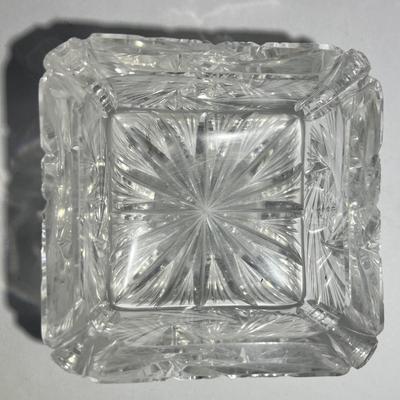Vintage Leaded Glass Crystal 4" x 4" Ashtray in Good Preowned Condition.