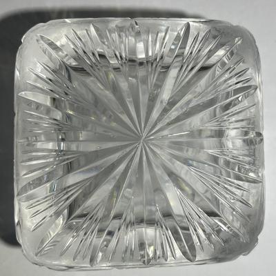 Vintage Leaded Glass Crystal 4" x 4" Ashtray in Good Preowned Condition.